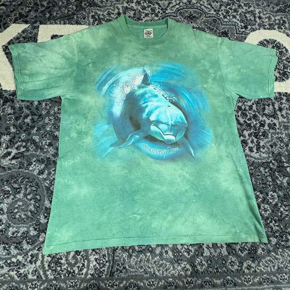 Discovery Cove Dolphin Graphic T-Shirt Green Men’s‎ Size L Ocean Wildlife